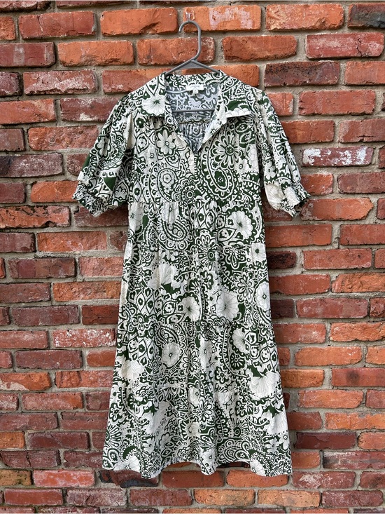 Umgee Dresses & Skirts - Umgee Green White Floral Midi Dress M 100% Cotton Collared